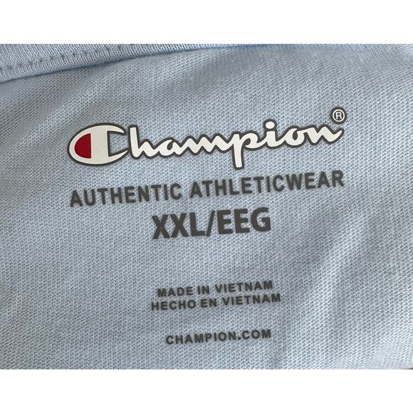 Champion S/S Classic Letter Logo Crewneck T-Shirt Blue Trance Size XXL New - Picture 4 of 4